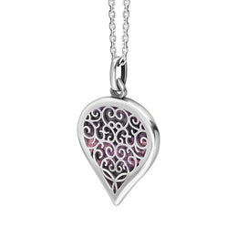 Sterling Silver Blue John Flore Filigree Medium Heart Necklace. P3630._2