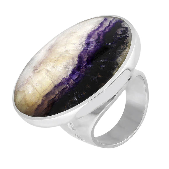 Sterling Silver Blue John Jubilee Hallmark Collection Large Round Ring. R611_JFH.