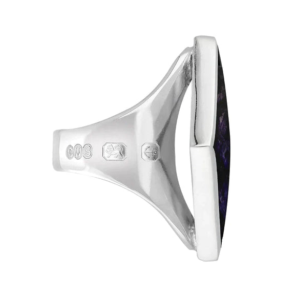 Sterling Silver Blue John Queen's Jubilee Hallmark Medium Rhombus Ring D