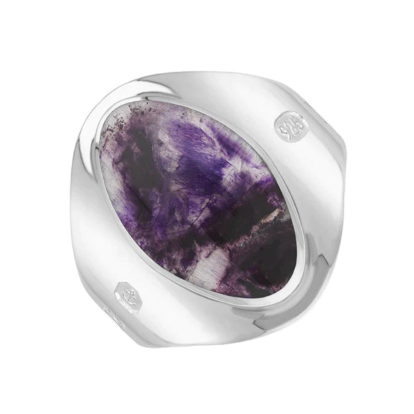 Sterling Silver Blue John Jubilee Hallmark Collection Small Oval Ring. R076_JFH.