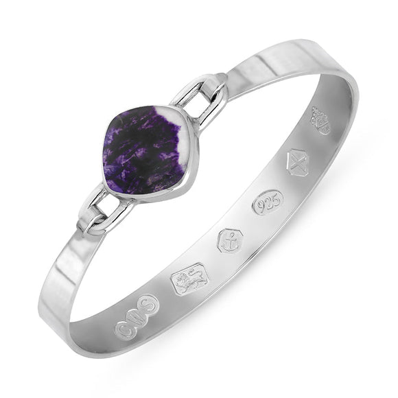 Sterling Silver Blue John Jubilee Hallmark Collection Wide Cushion Bangle, B036_JFH