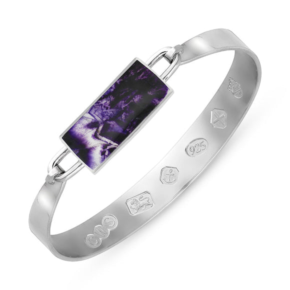 Sterling Silver Blue John Jubilee Hallmark Collection Wide Oblong Bangle, B030_JFH