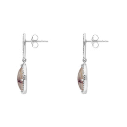 Sterling Silver Blue John Marquise Long Drop Earrings