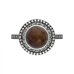 Sterling Silver Blue John Marcasite Frame Large Ring