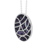 Sterling Silver Blue John Mosaic Oval Necklace D