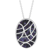 Sterling Silver Blue John Mosaic Oval Necklace, P1183