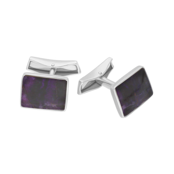 Sterling Silver Blue John Rectangle Cufflinks, CL510.