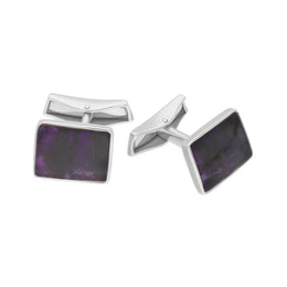 Sterling Silver Blue John Rectangle Cufflinks, CL510.
