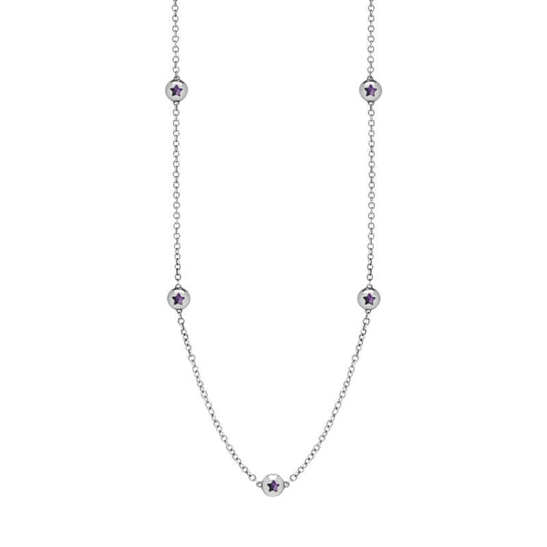 Sterling Silver Blue John Star Link Disc Chain Necklace, N744.