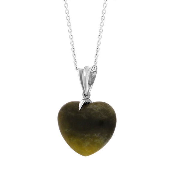 Sterling Silver Connemara Fluted Bail Medium Carved Heart Necklace D