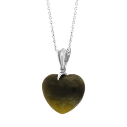 Sterling Silver Connemara Fluted Bail Medium Carved Heart Necklace D