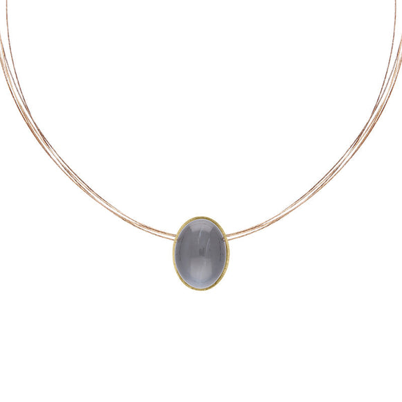 Sterling Silver Gold Plated Moonstone Oval Necklace D N678.