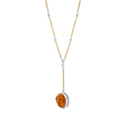 Sterling Silver Gold Plated Amber Bar Link Necklace D