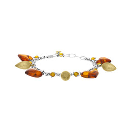 Sterling Silver Gold Plated Amber Heart Bracelet D