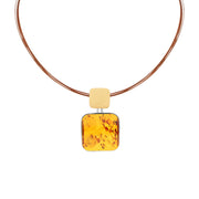 Sterling Silver Gold Plated Amber Square Multi Strand Necklace D N834