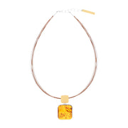 Sterling Silver Gold Plated Amber Square Multi Strand Necklace D
