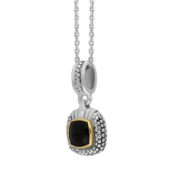 Sterling Silver Whitby Jet Square Textured Necklace D
