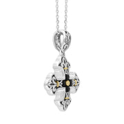 Sterling Silver Whitby Jet Ornate Cross Necklace D