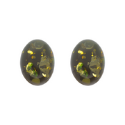 Sterling Silver Green Amber Small Pebble Stud Earrings, E2345.