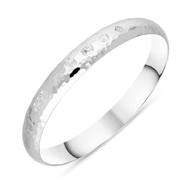Sterling Silver Jubilee Hallmark Collection 10mm Hammered Bangle, B1254_JFH