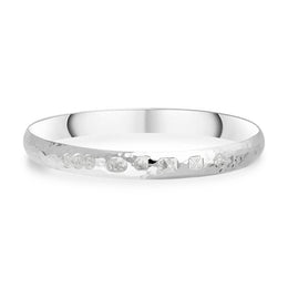 Sterling Silver Queen's Jubilee Hallmark 8mm Hammered Bangle D