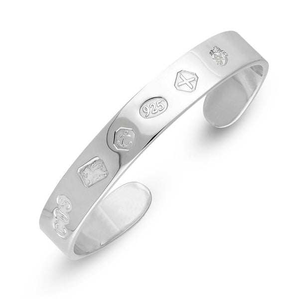 Sterling Silver Jubilee Hallmark Collection Cuff Bangle, B022_JFH