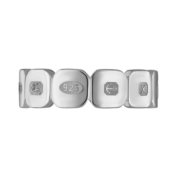 Sterling Silver Queen's Jubilee Hallmark Cushion Disc Ring D