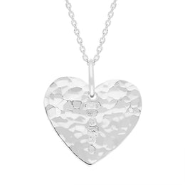 Sterling Silver Queen's Jubilee Hallmark Hammered Heart Small Pendant Necklace, P3638_JFH