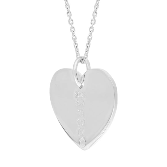 Sterling Silver Queen's Jubilee Hallmark Polished Heart Large Pendant Necklace D