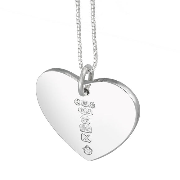 Sterling Silver Queen's Jubilee Hallmark Polished Heart Pendant Necklace D