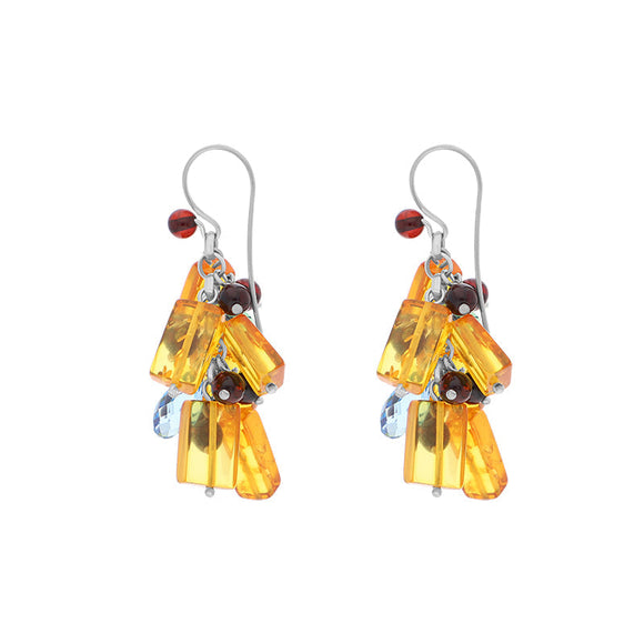 Sterling Silver Mixed Amber CZ Drop Earrings, EUNQ0000021_2.