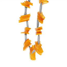 Sterling Silver Mixed Amber Rough Cut Bar Necklet, 25_2.