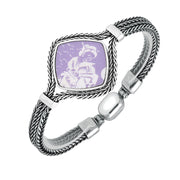 Sterling Silver Royal Crown Derby Mikado Foxtail Purple Cushion Bracelet, BUNQ0000873.