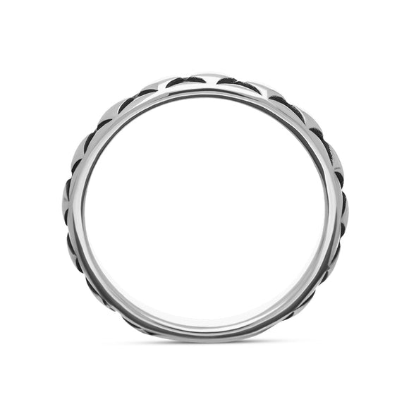 Sterling Silver Stepping Stones Patterned Stacking Ring, R620_3