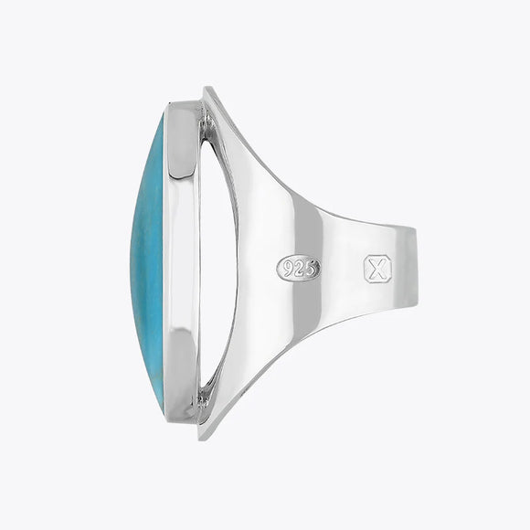 Sterling Silver Turquoise Hallmark Large Oval Ring