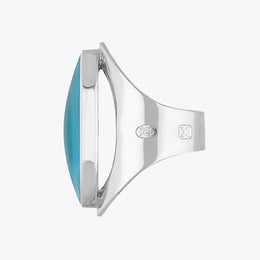 Sterling Silver Turquoise Hallmark Large Oval Ring