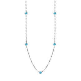 Sterling Silver Turquoise Heart Link Disc Chain Necklace, N746_2.