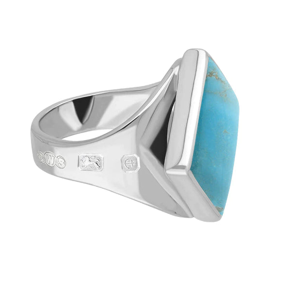 Sterling Silver Turquoise Queen's Jubilee Hallmark Small Rhombus Ring D