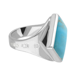Sterling Silver Turquoise Queen's Jubilee Hallmark Small Rhombus Ring D