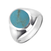 Sterling Silver Turquoise Medium Oval Signet Ring. R189.