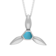 Sterling Silver Turquoise Tri Leaf Necklace D P1676.