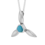 Sterling Silver Turquoise Tri Leaf Necklace D