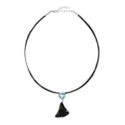 Sterling Silver Whitby Jet Blue Topaz Multi-Cord Necklace PUNQ0000561.