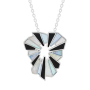 Sterling Silver Whitby Jet Mother of Pearl Abstract Explosion Necklace D