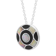 Sterling Silver Whitby Jet Mother of Pearl Circle Necklace D