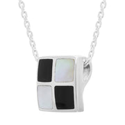 Sterling Silver Whitby Jet Mother of Pearl Square Necklace D