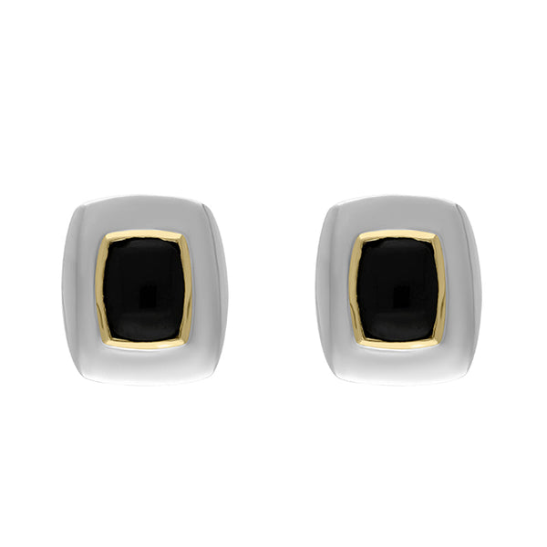 Sterling Silver Whitby Jet Oblong Stud Earrings D 0155