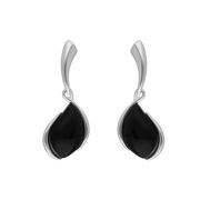Sterling Silver Whitby Jet Abstract Pear Drop Earrings E2045