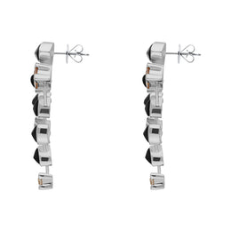 Sterling Silver Whitby Jet Cubic Zirconia Triangle Drop Earrings, E915_2.