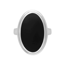 Sterling Silver Whitby Jet Domed Oval Ring